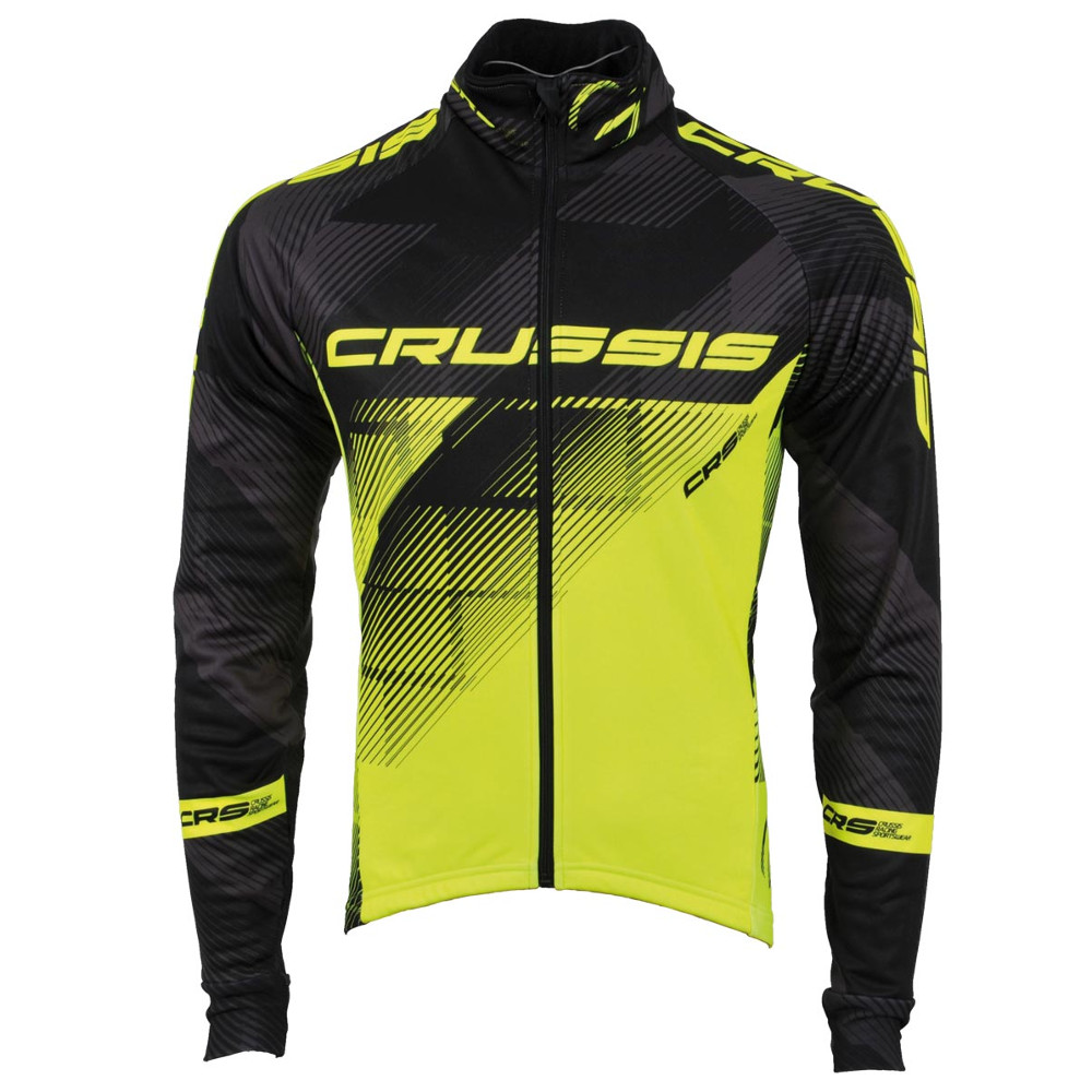Pánská cyklistická bunda CRUSSIS černo-fluo žlutá - inSPORTline