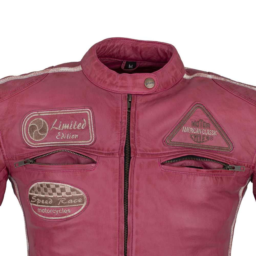 Dámská kožená moto bunda W-TEC Sheawen Lady Pink - inSPORTline
