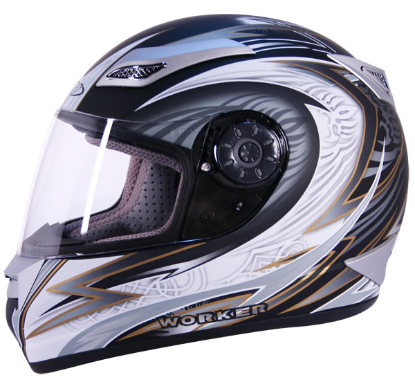 Moto helma WORKER V107 - stříbrný grafit - inSPORTline