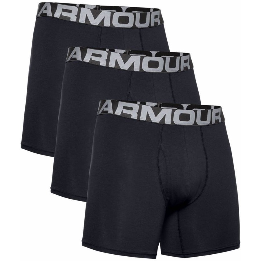 UNDER ARMOUR 2 Pack Logo Boxerjock 9in Polyester Black Men's Size Underwear