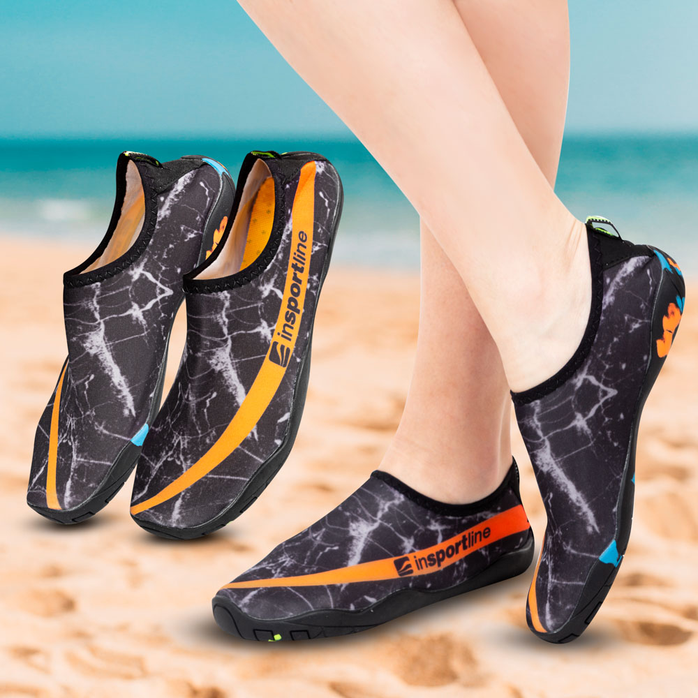 Buty kąpielowe do wody jeżowce inSPORTline Granota dla kobiet i mężczyzn -  Czarny/pomarańczowy - inSPORTline