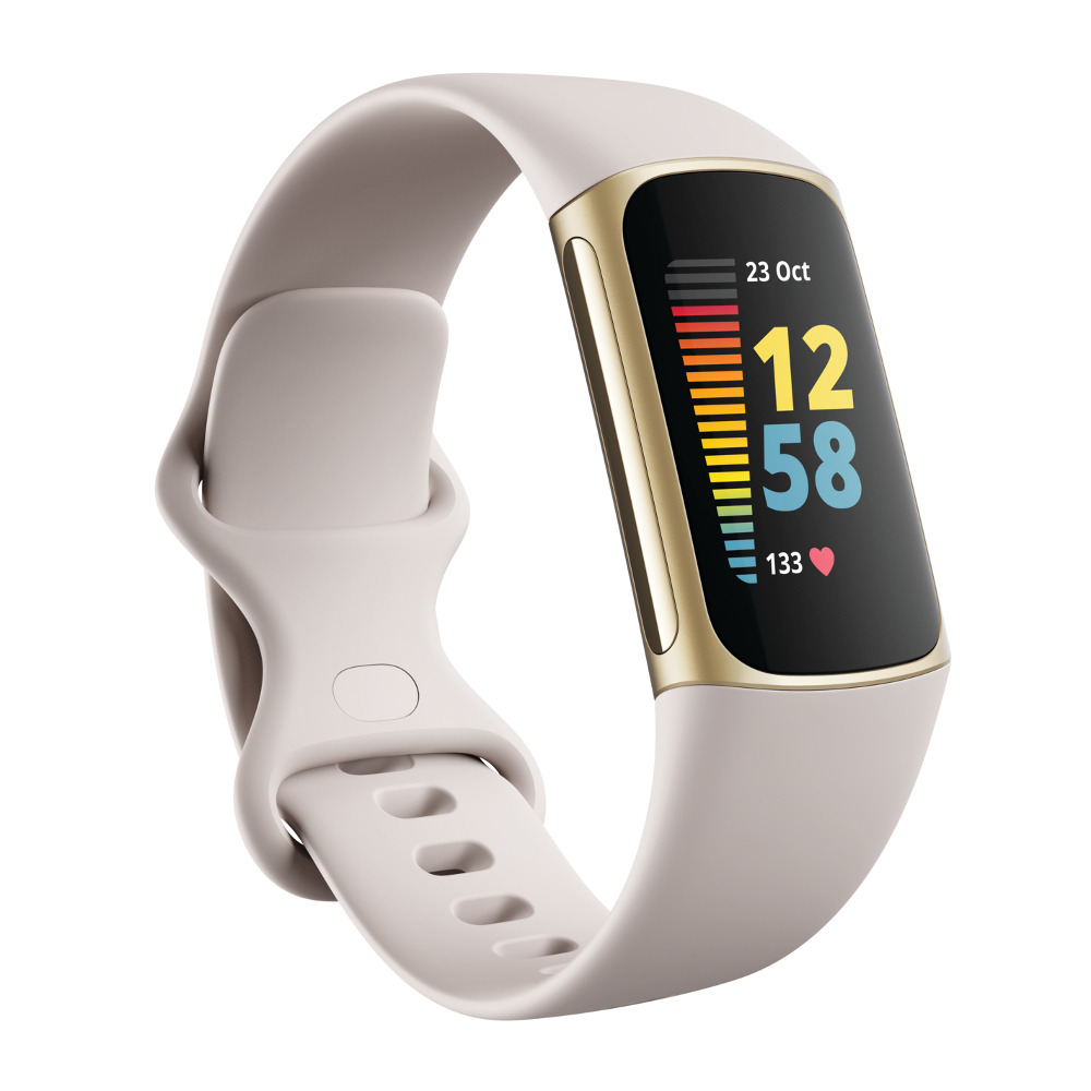 Fitness náramek Fitbit Charge 5 Lunar White/Soft Gold Stainless Steel -  inSPORTline