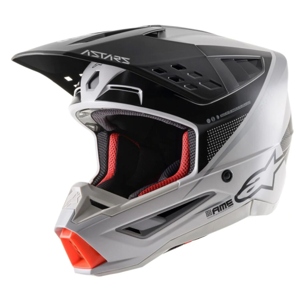 Moto přilba Alpinestars S-M5 Rayon světlá  šedá/černá/stříbrná/matná/oranžová 2022 - inSPORTline