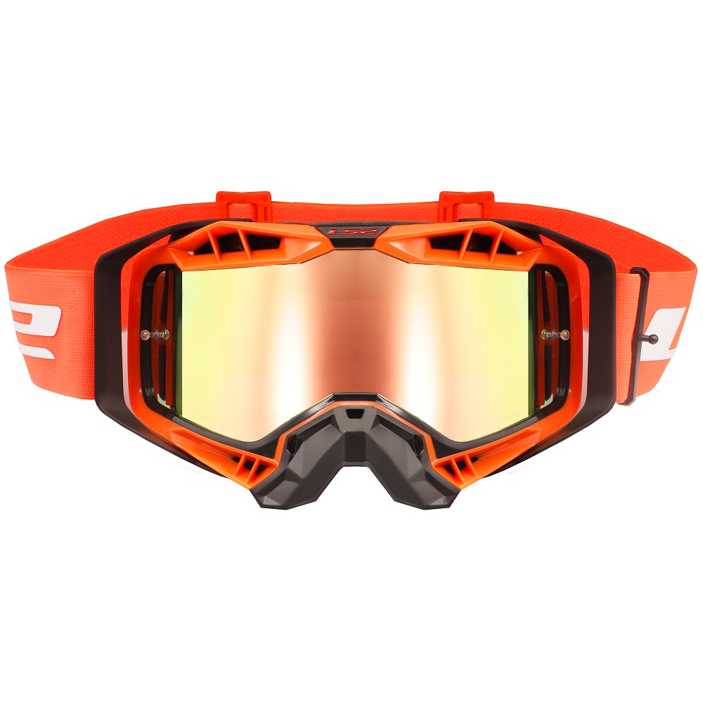 Motokrosové okuliare LS2 Aura Pro Black Orange irídiové sklo - inSPORTline