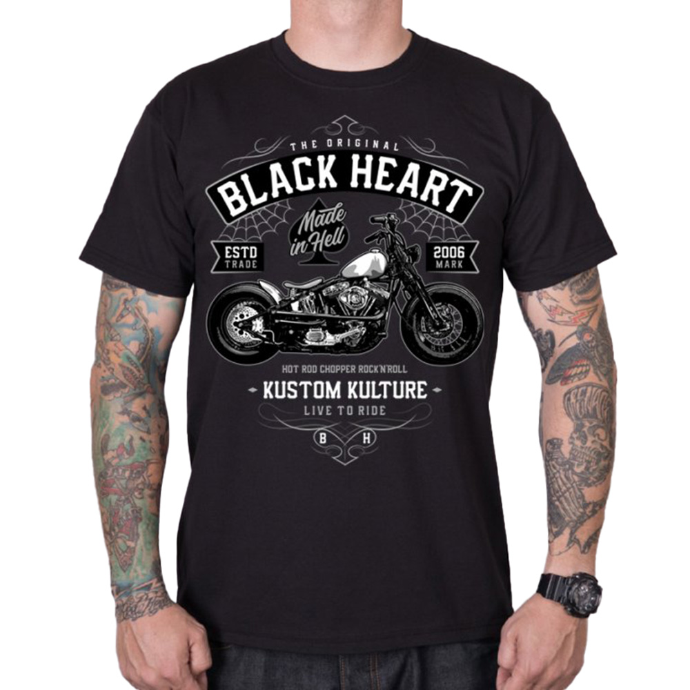 Levně Triko BLACK HEART Moto Kult černá M