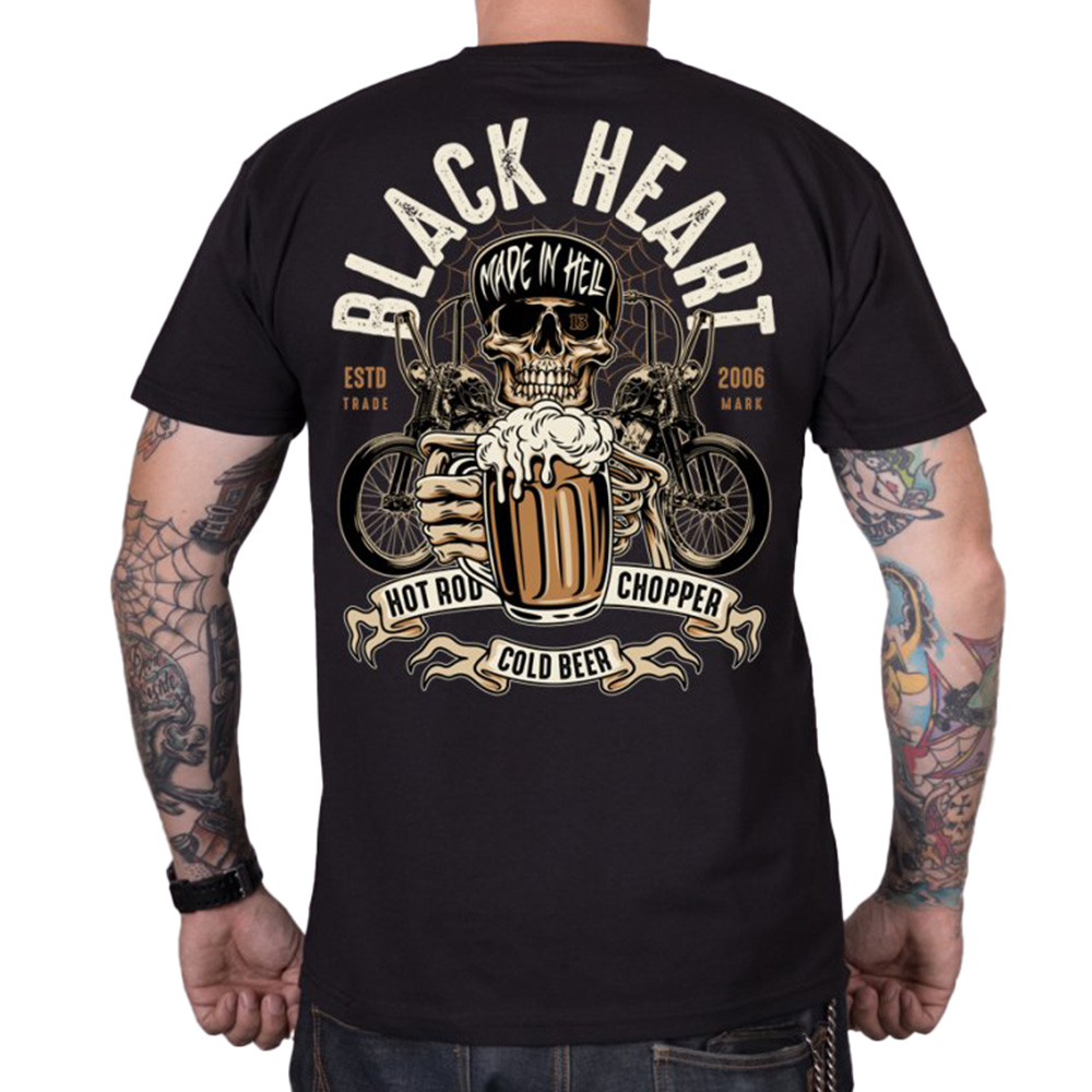 Triko BLACK HEART Beer Biker  černá  XL - černá