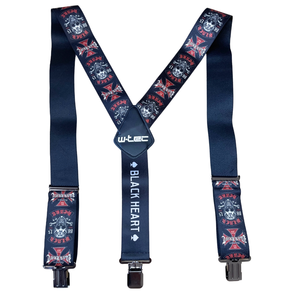 Kšandy W-TEC Black Heart Suspenders  Cross Skull