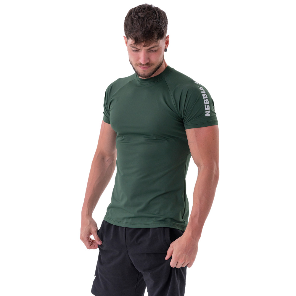 Pánské sportovní triko Nebbia „Essentials“ 326 Dark Green - M