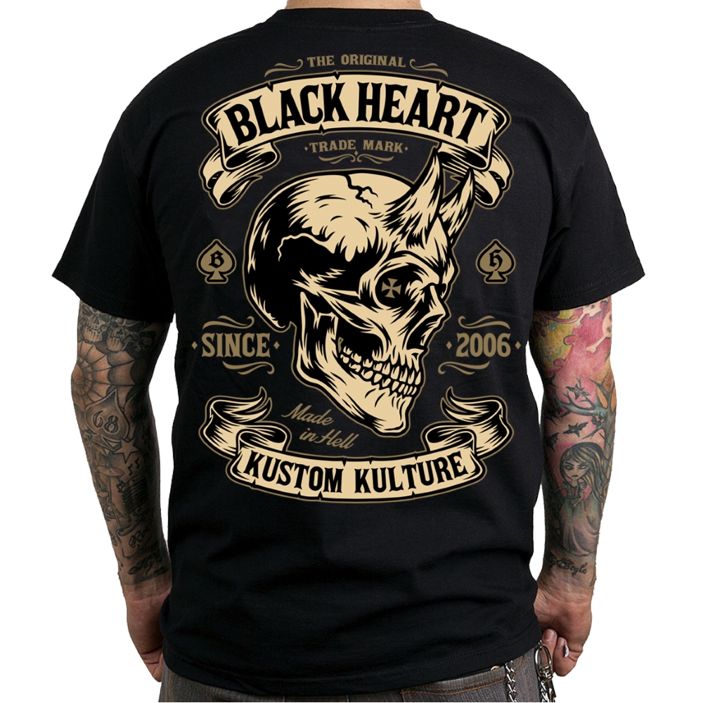 Triko BLACK HEART Devil Skull  černá  3XL - černá