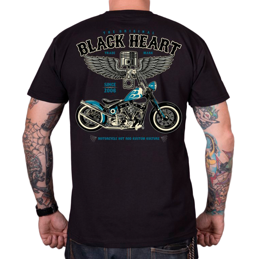 Triko BLACK HEART Blue Chopper černá - M