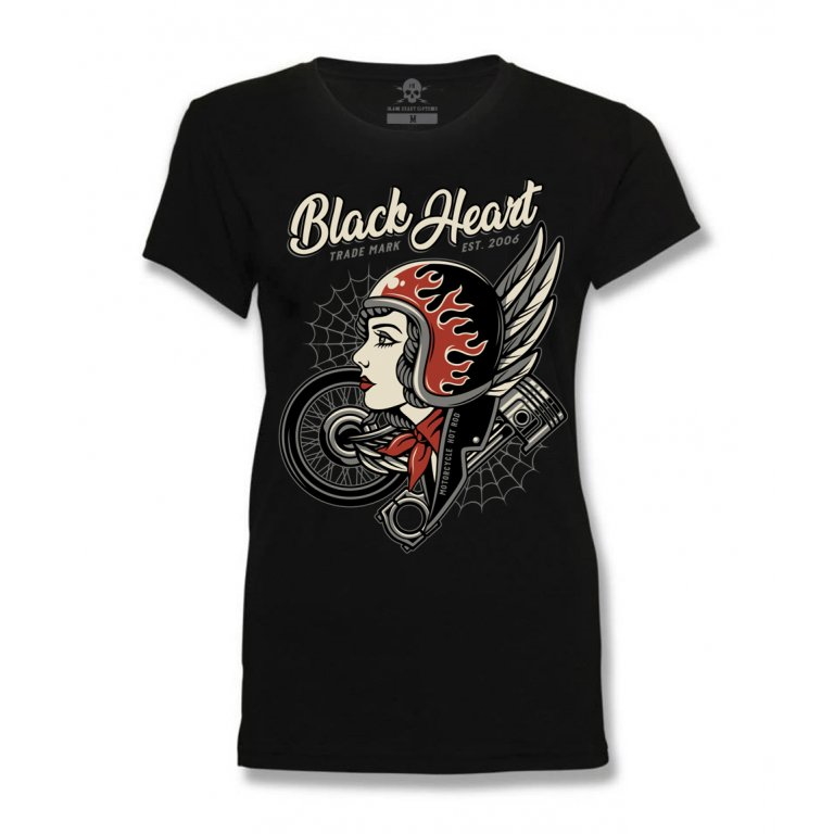 Dámské triko BLACK HEART Motorcycle Girl  černá  M - černá