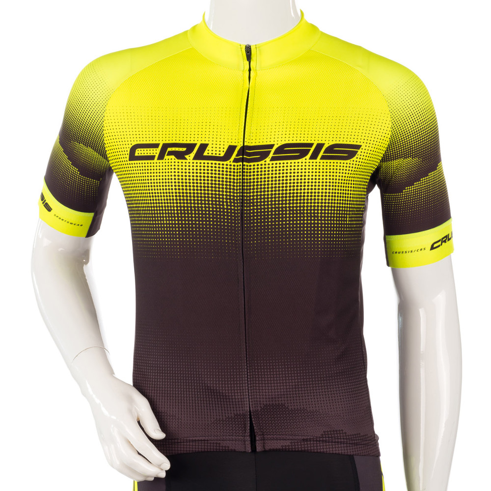 Cyklistický dres s krátkým rukávem Crussis CSW-056  černá-fluo žlutá  L - černá,fluo žlutá