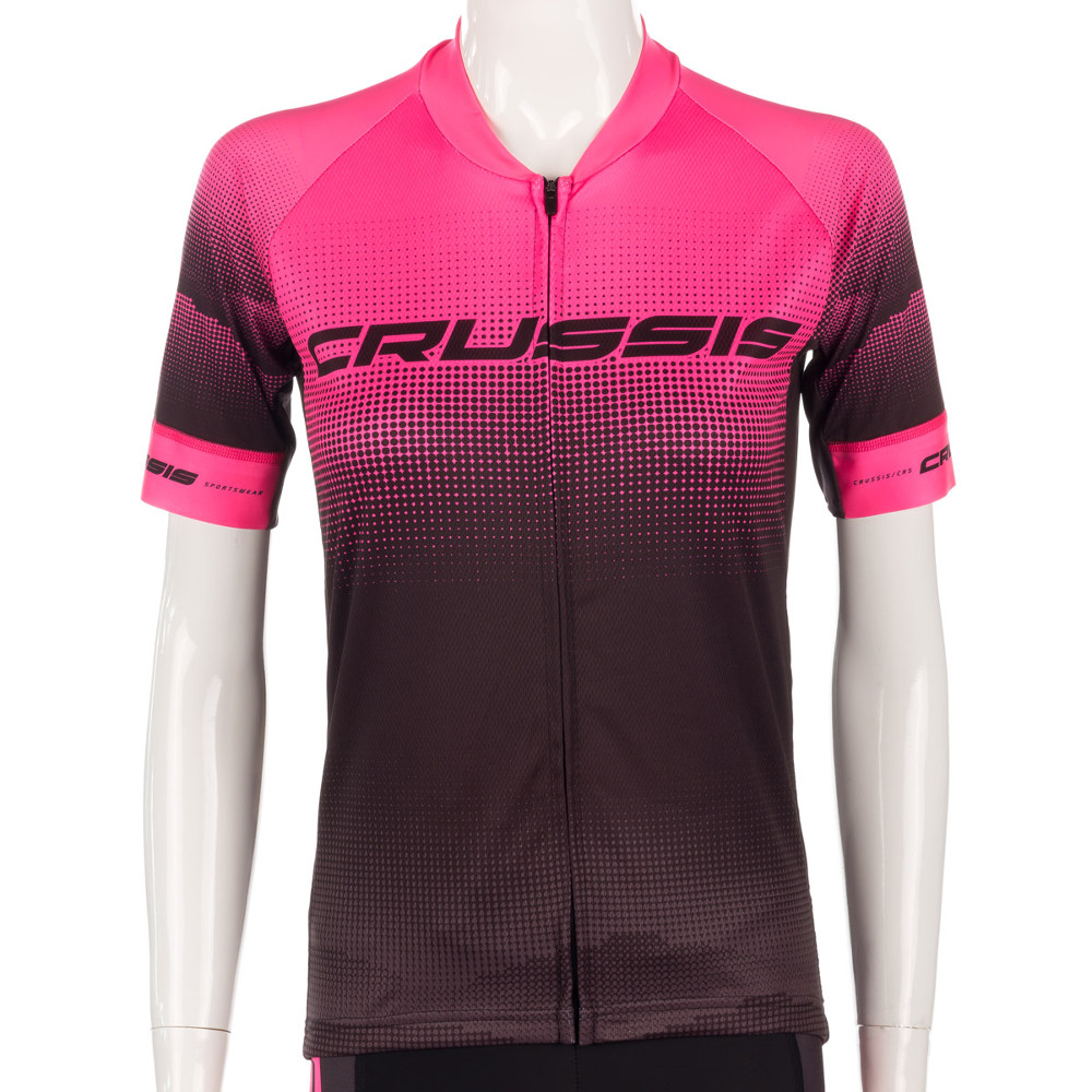 Dámský cyklistický dres s krátkým rukávem Crussis CSW-057 černo-růžová - L