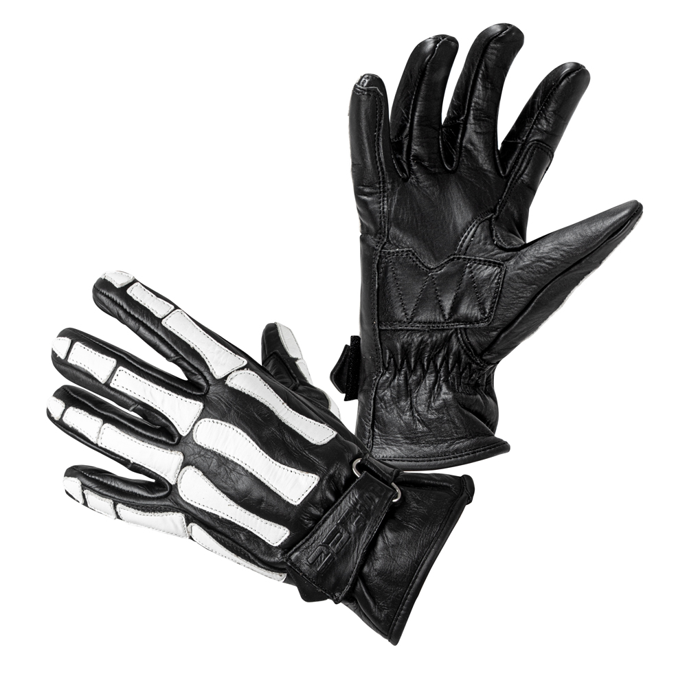 Moto rukavice W-TEC Classic White Bones černá - 3XL
