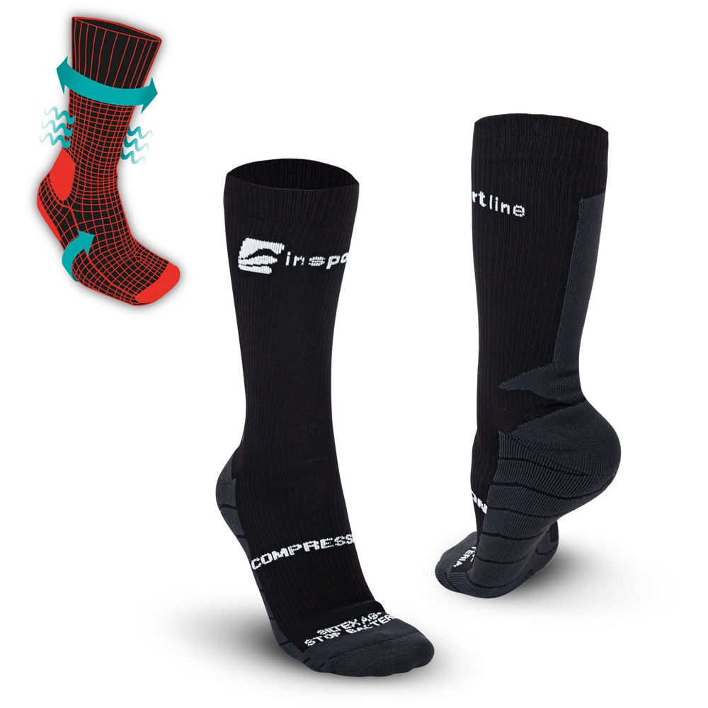 Kompresní klasické ponožky inSPORTline Compagio AG+  černá  35-38 - černá