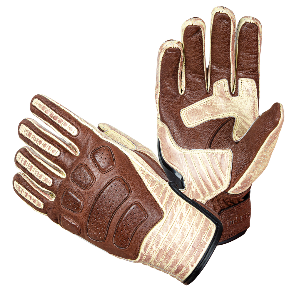 Kožené moto rukavice W-TEC Retro Gloves  hnědo-béžová  S - hnědo,béžová