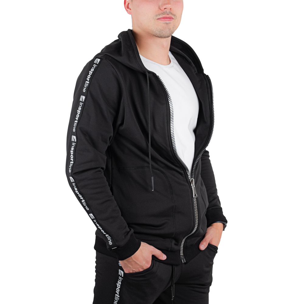 Pánská tepláková bunda inSPORTline Comfyhoodie Man  černá  XL - černá