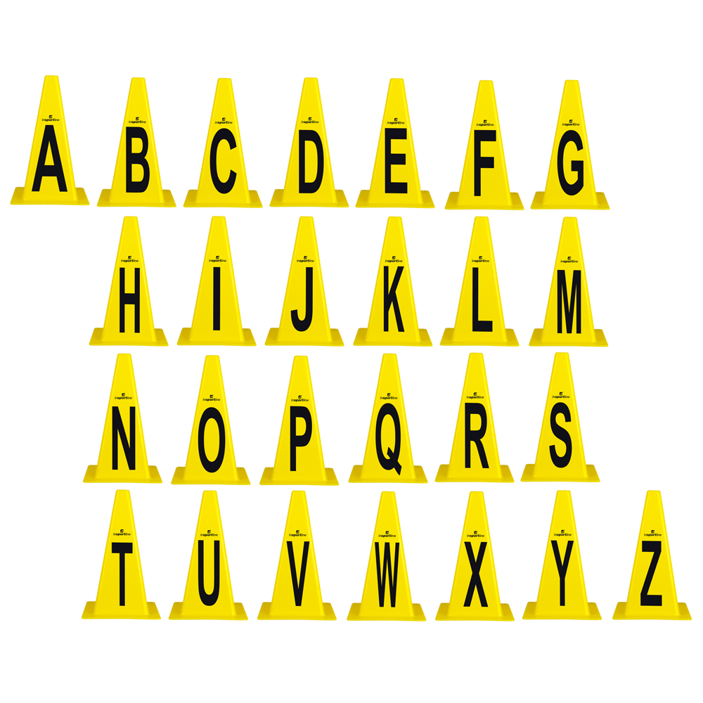 Plastové kužely inSPORTline Alphabet 23 cm - žlutá