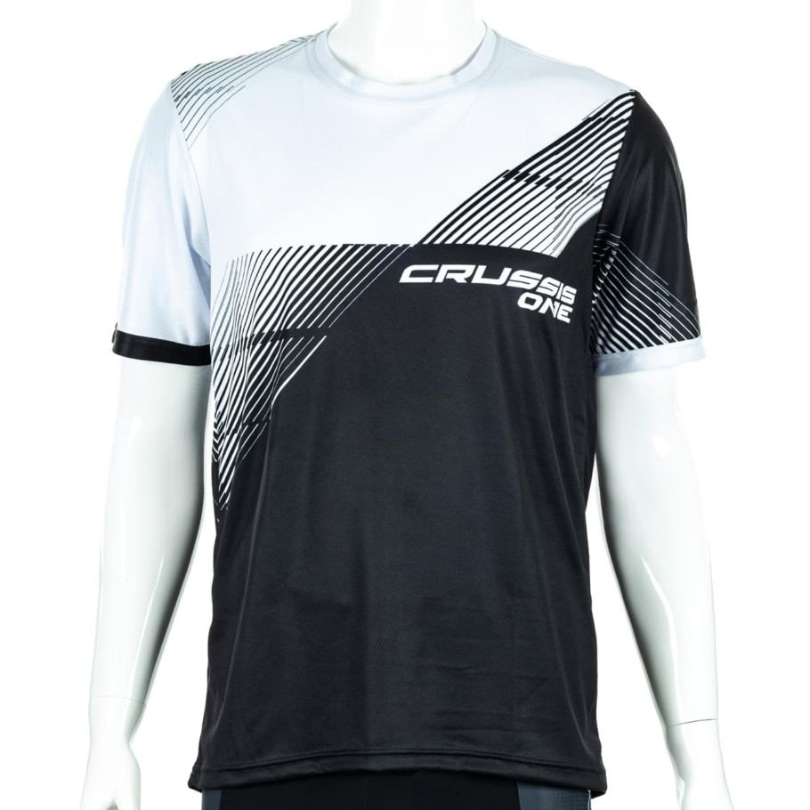 Pánské sportovní triko s krátkým rukávem Crussis ONE černá/bílá - S