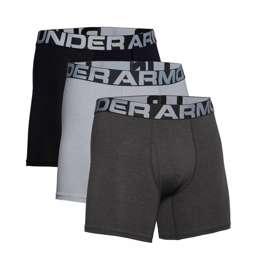 Boxerky Under Armour Charged Cotton 6in 3ks  Mod Gray Medium Heather  S - Mod Gray Medium Heather