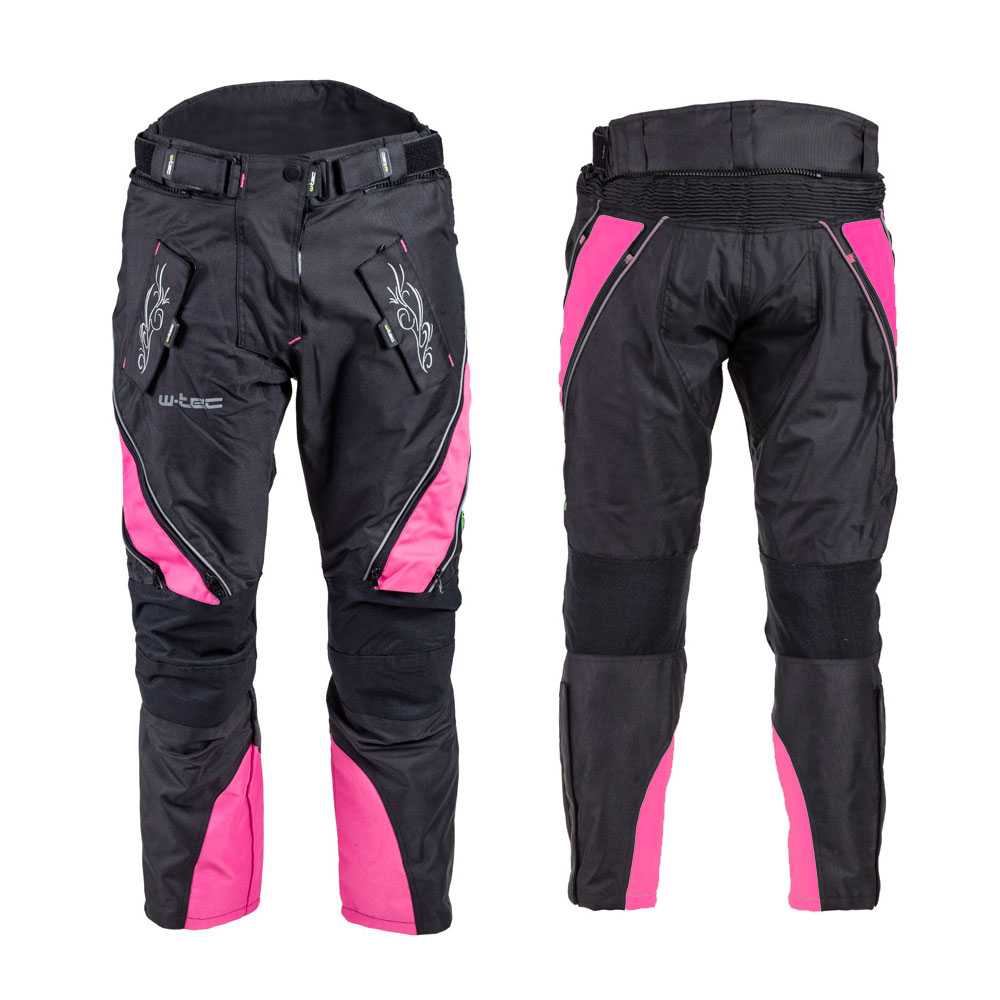 Dámské moto kalhoty W-TEC Kaajla  černo-růžová  XS - černo, růžová