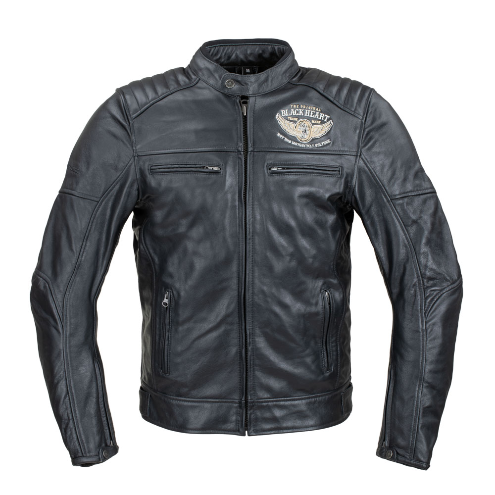 Pánská kožená bunda W-TEC Black Heart Wings Leather Jacket  černá  5XL - černá