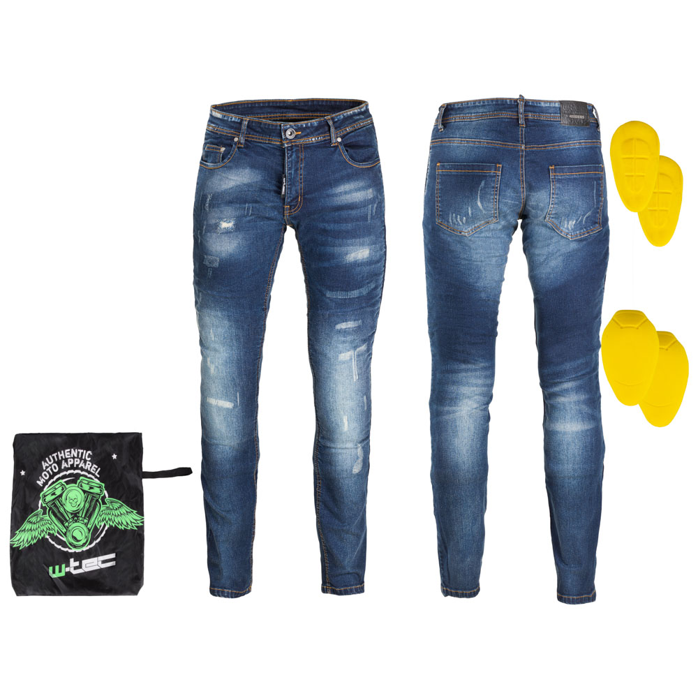 Pánské moto jeansy W-TEC Feeldy modrá - 4XL