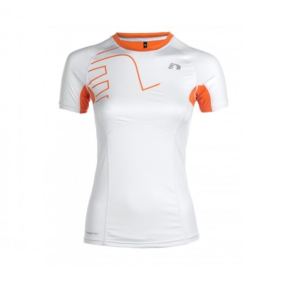 Dámské kompresní běžecké tričko Newline Vent Stretch Tee bílo-oranžová - XL