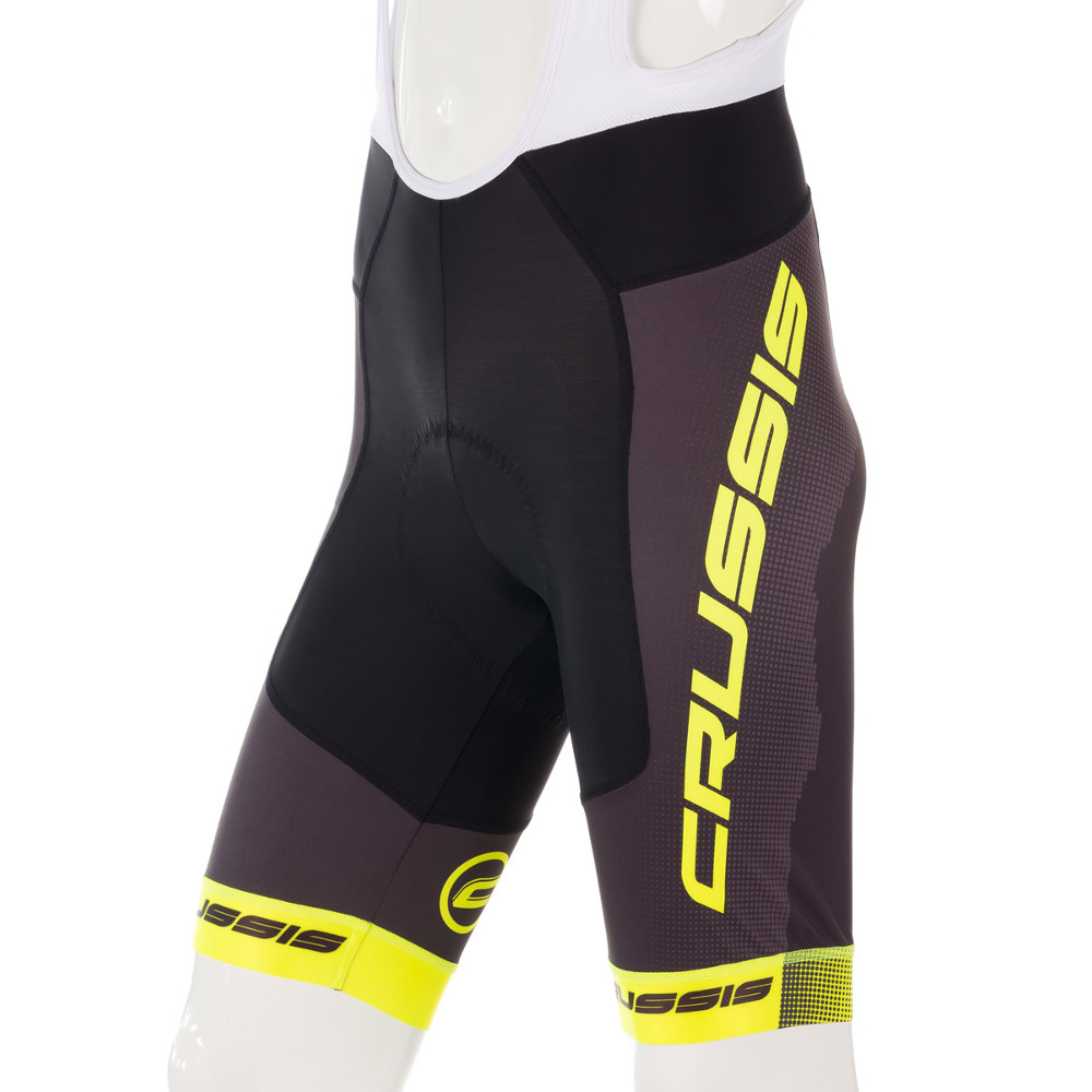 Pánské cyklistické kraťasy se šlemi Crussis černá-fluo žlutá - XL