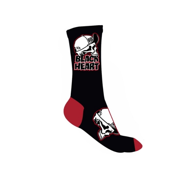 Ponožky BLACK HEART Cap Skull Socks  bílo-černo-červená  10-11