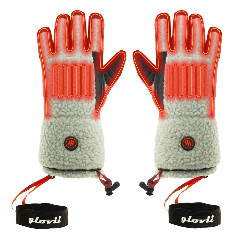 Vyhřívané rukavice ve stylu shearling Glovii GS3 béžovo-černá - L