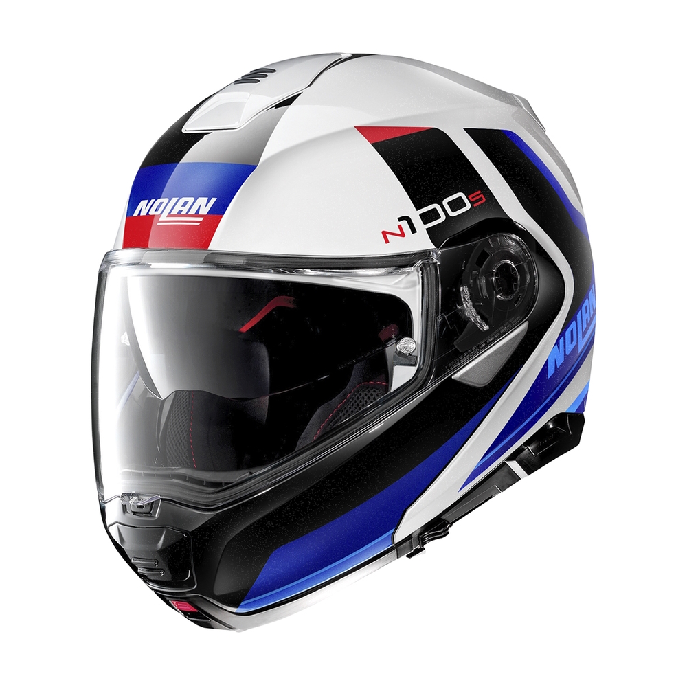 Moto helma Nolan N100-5 Hilltop N-Com P/J  Metal White-Blue  3XL (65) - Metal White,Blue