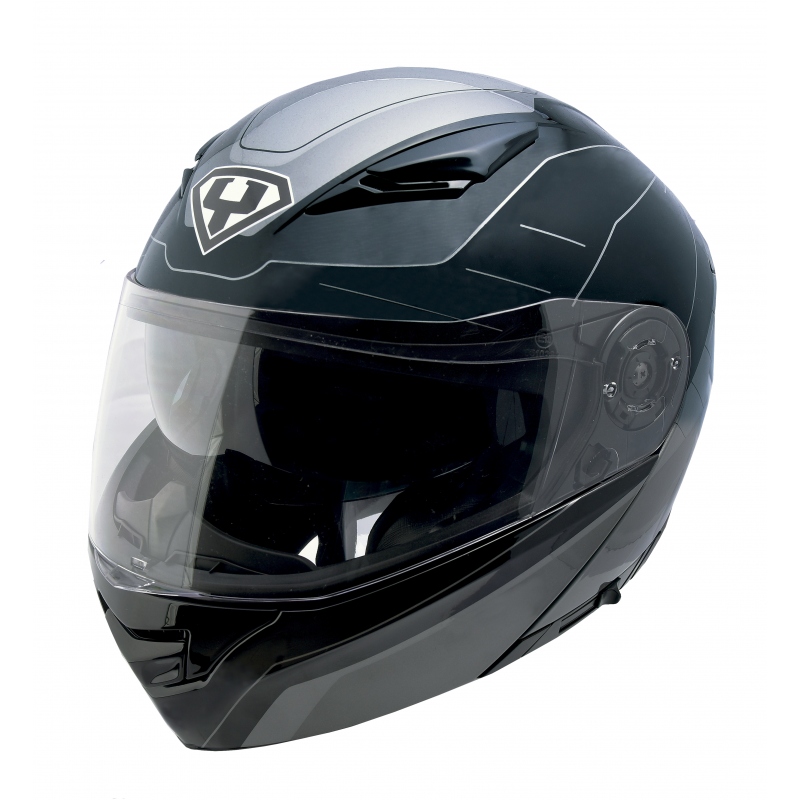 Výklopná moto helma Yohe 950-16  Black-Grey  XS (53-54) - Black,Grey