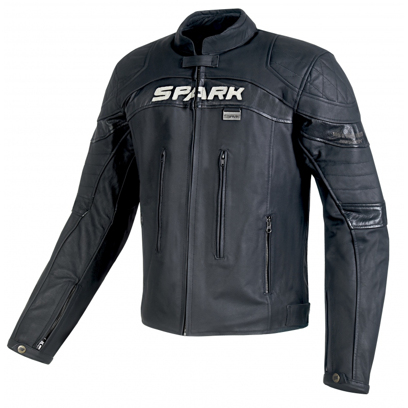 Pánská kožená moto bunda Spark Dark černá - S