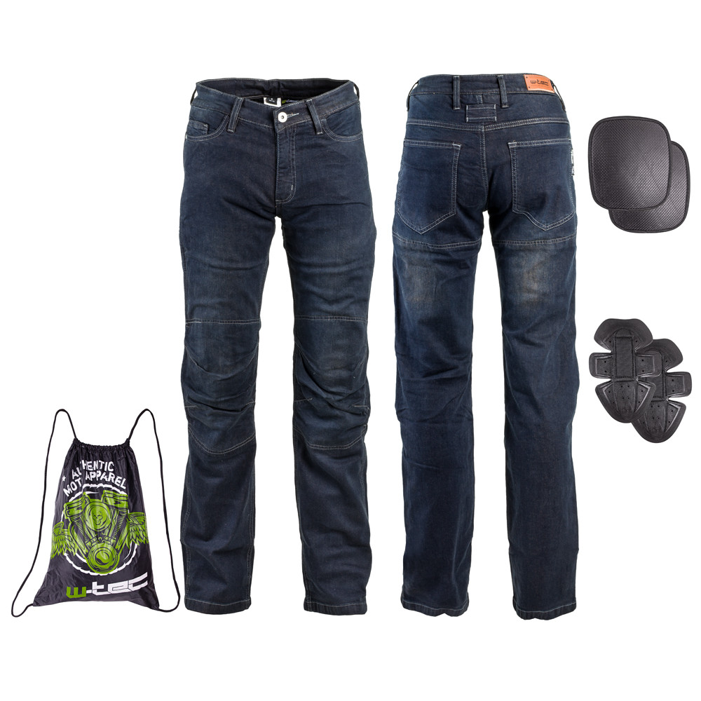 Pánské moto jeansy W-TEC Pawted s nepromokavou membránou tmavě modrá - 3XL