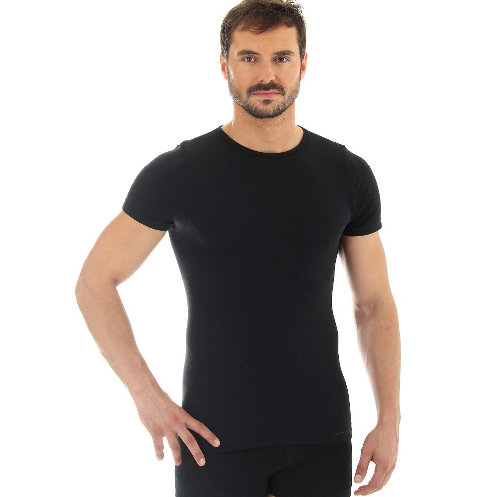 Pánské tričko Brubeck Wool Comfort s krátkým rukávem  černá  XXL - černá