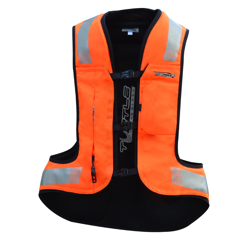 Airbagová vesta Helite Turtle 2 HiVis, mechanická s trhačkou oranžová - L
