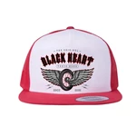 Snapback Hat BLACK HEART Wings Red Trucker
