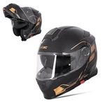 Flip-Up Motorcycle Helmet W-TEC Venero - Glossy Black-Gold