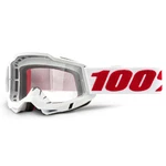 Motocross Goggles 100% Accuri 2 - Denver White-Red, Clear Plexi