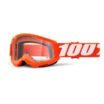 Dětské motokrosové brýle 100% Strata 2 Youth - Orange oranžová, čiré plexi