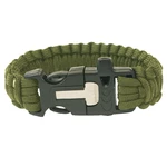 Bracelet Highlander Paracord – Parachute Buckle, Whistle, Fire Starter - Olive Green