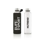 Glass Water Bottle with Thermal Cover Nutrend Active Lifestyle 500ml - Black
