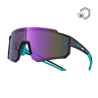 Sportowe okulary przeciwsłoneczne Altalist Legacy 2 - ciemnoniebieskie z różowymi soczewkami - czarny z fioletowymi okularami