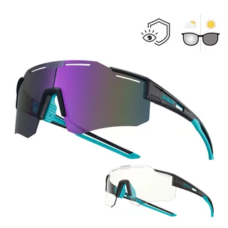 Sportowe okulary przeciwsłoneczne Altalist Legacy 3 - Czarne z czarnymi szkłami - turkusowo-czarny z fioletowymi soczewkami