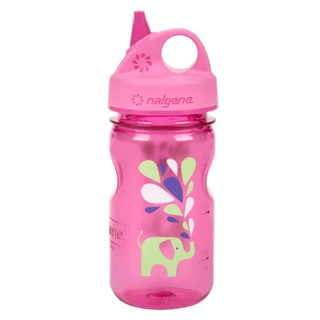 Butelka dla dzieci NALGENE Grip´n Gulp 350 ml - Zielony szlak - Różowy słoń