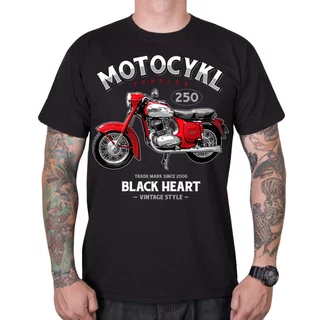 T-shirt BLACK HEART Motorrad Panelka - schwarz