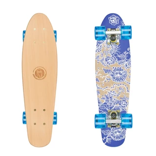 Penny Board Fish Classic Wood - Flowers-Silver-Transparent Blue