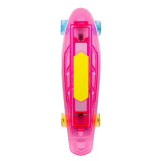 Svetleči penny board WORKER Ravery 22" z bluetooth zvočnikom - transparentní růžová/žlutá