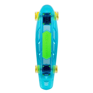 Svítící penny board WORKER Ravery 22" s bluetooth reproduktorem - transparentní modrá/zelená